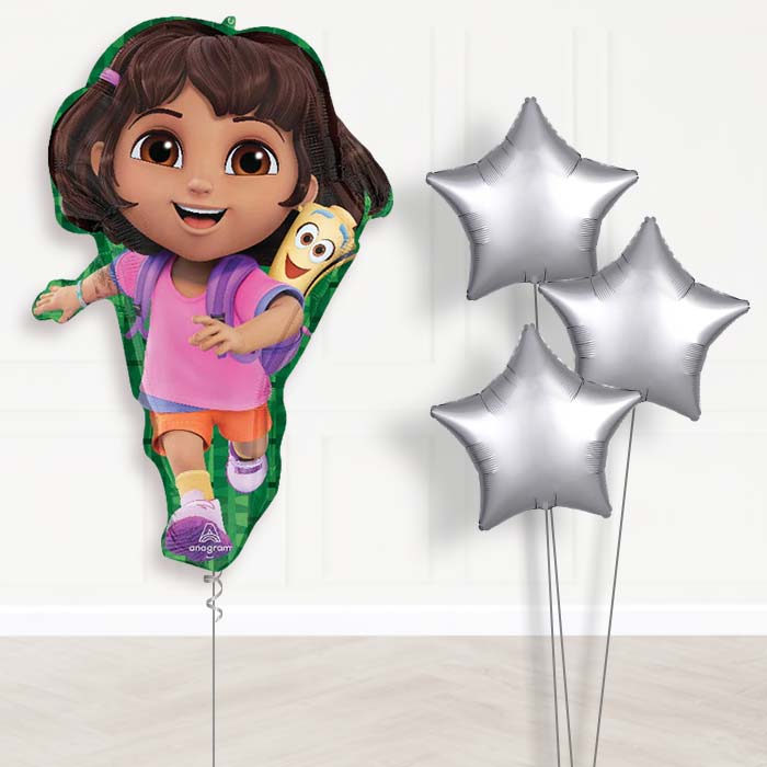 Dora the Explorer Balloon Bouquet Delivery - 1 x Giant Balloon with Plain Bouquet | Party Save Smile
