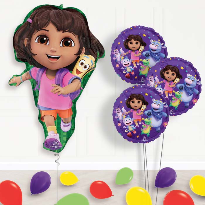 Dora the Explorer Balloon Bouquet Delivery - 1 x Giant Balloon with Themed Bouquet and Latex | Party Save Smile