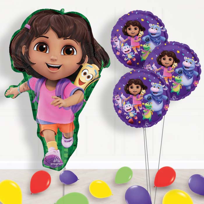 Dora the Explorer Balloon Bouquet Delivery - 1 x Giant Balloon with Themed Bouquet and Latex | Party Save Smile