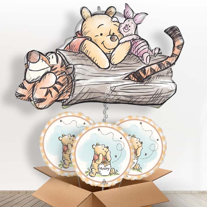 Winnie the Pooh, Piglet & Tigger Helium Balloon in a Box - with 3 Themed Balloons | Party Save Smile