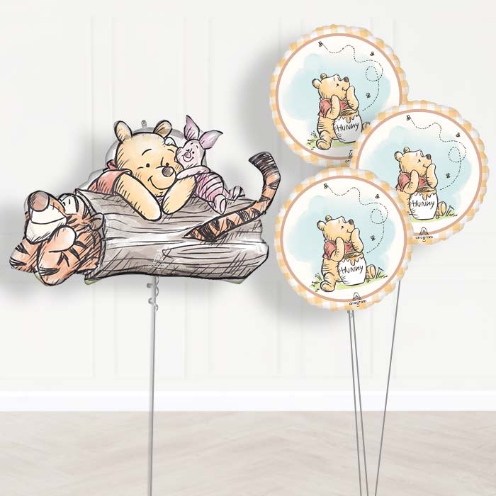 Winnie the Pooh, Piglet & Tigger Balloon Bouquet Delivery - 1 x Giant Balloon with Themed Bouquet | Party Save Smile