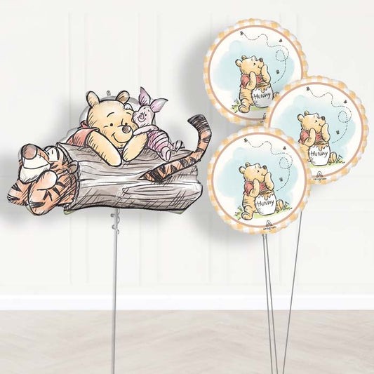 Winnie the Pooh, Piglet & Tigger Balloon Bouquet Delivery - 1 x Giant Balloon with Themed Bouquet | Party Save Smile