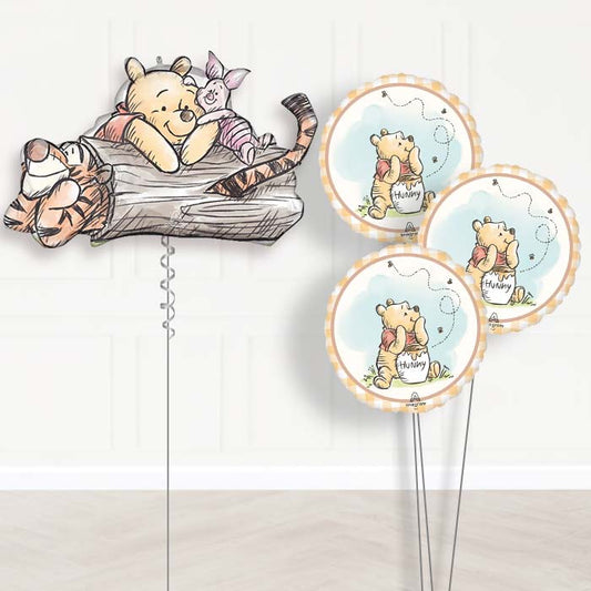 Winnie the Pooh, Piglet & Tigger Balloon Bouquet Delivery - 1 x Giant Balloon with Themed Bouquet | Party Save Smile