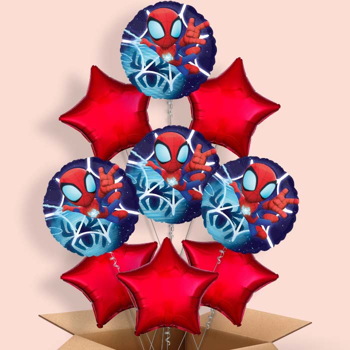 Spidey & His Amazing Friends Helium Balloon in a Box - 9 Balloons | Party Save Smile