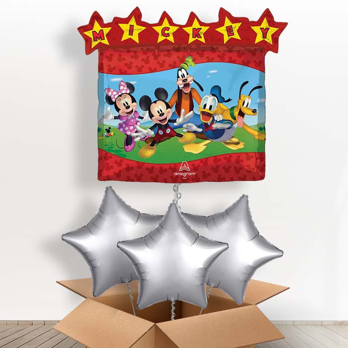 Mickey Mouse & Friends Helium Balloon in a Box - with 3 Plain Balloons | Party Save Smile