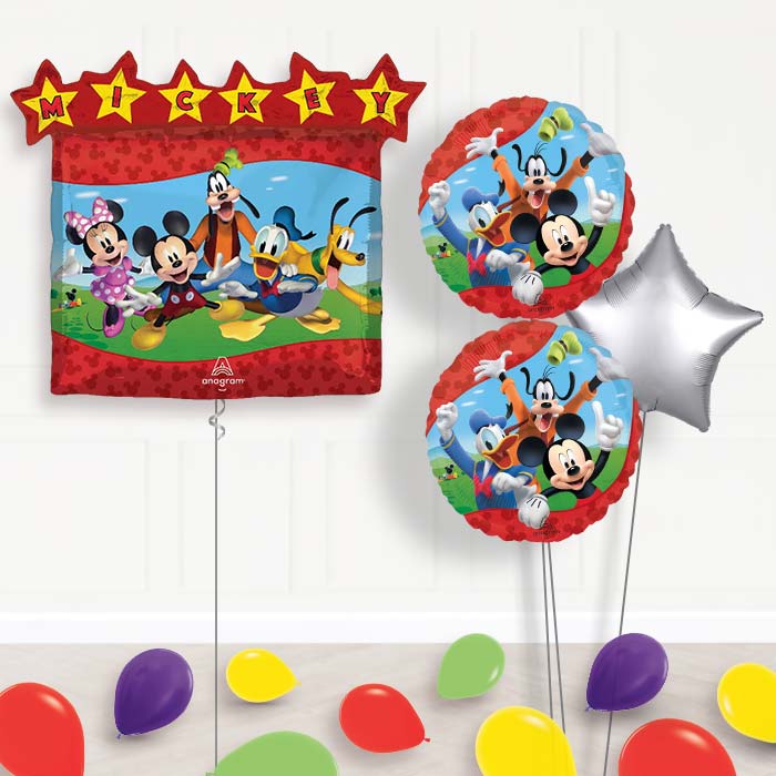 Mickey Mouse & Friends Balloon Bouquet Delivery-Giant Balloon + 2 Themed Balloons + 1 Plain Balloon + Mini Balloons 