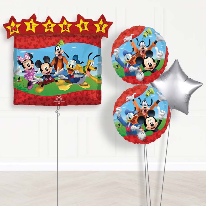 Mickey Mouse & Friends Balloon Bouquet Delivery-Giant Balloon + 2 Themed Balloons + 1 Plain Balloon 
