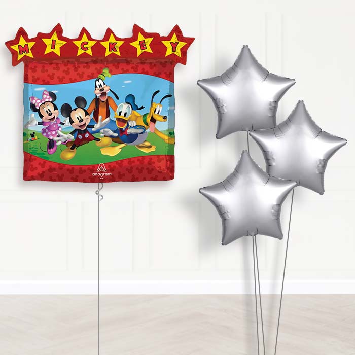 Mickey Mouse & Friends Balloon Bouquet Delivery - 1 x Giant Balloon with Plain Bouquet | Party Save Smile