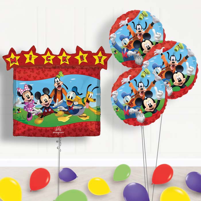 Mickey Mouse & Friends Balloon Bouquet Delivery - 1 x Giant Balloon with Themed Bouquet and Latex | Party Save Smile