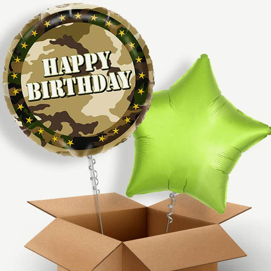 Camo Army Happy Birthday Helium Balloon Duo | Party Save Smile