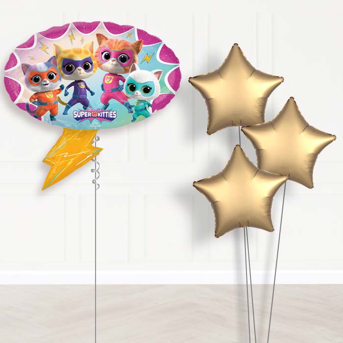 Super Kitties Balloon Bouquet Delivery - 1 x Giant Balloon with Plain Bouquet | Party Save Smile