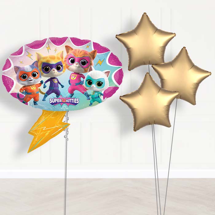 Super Kitties Balloon Bouquet Delivery - 1 x Giant Balloon with Plain Bouquet | Party Save Smile