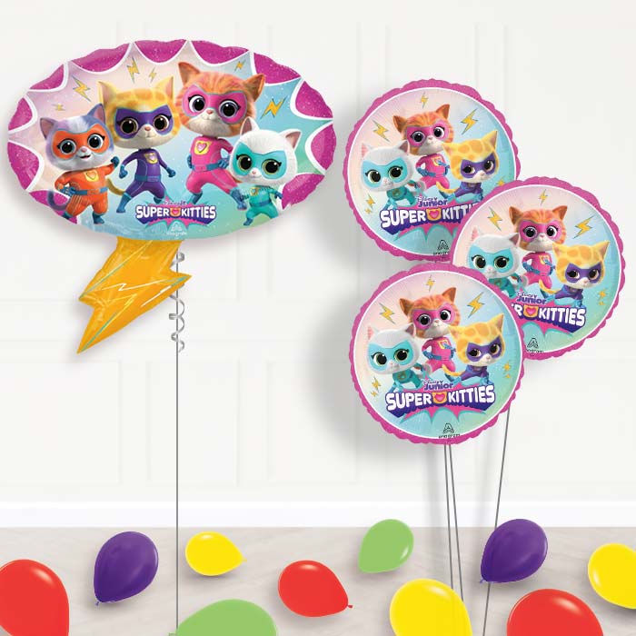 Super Kitties Balloon Bouquet Delivery - 1 x Giant Balloon with Themed Bouquet and Latex | Party Save Smile