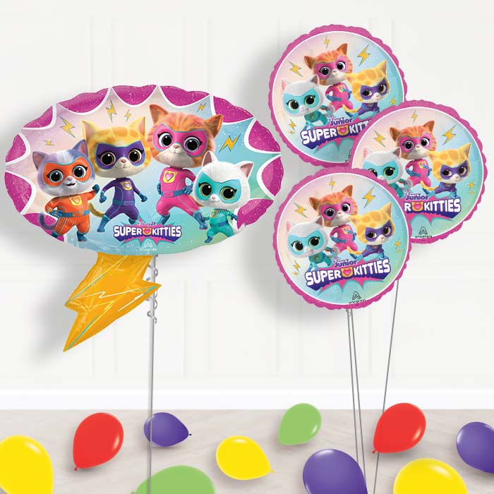 Super Kitties Balloon Bouquet Delivery - 1 x Giant Balloon with Themed Bouquet and Latex | Party Save Smile