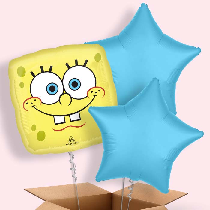 SpongeBob SquarePants & Patrick Helium Balloon in a Box - 3 Balloons | Party Save Smile