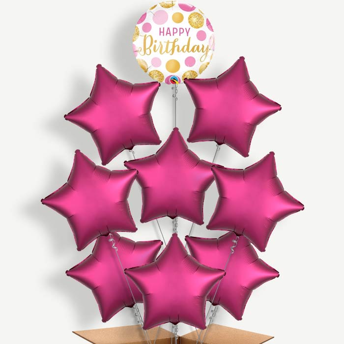 Pink & Gold Birthday Helium Balloon Bundle | Party Save Smile