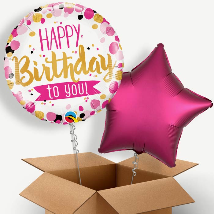 Pink Happy Birthday to You Helium Balloon Couple | Party Save Smile