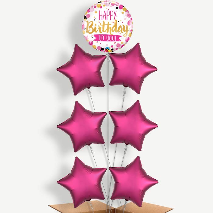 Pink Happy Birthday to You Helium Balloon Arrangement | Party Save Smile