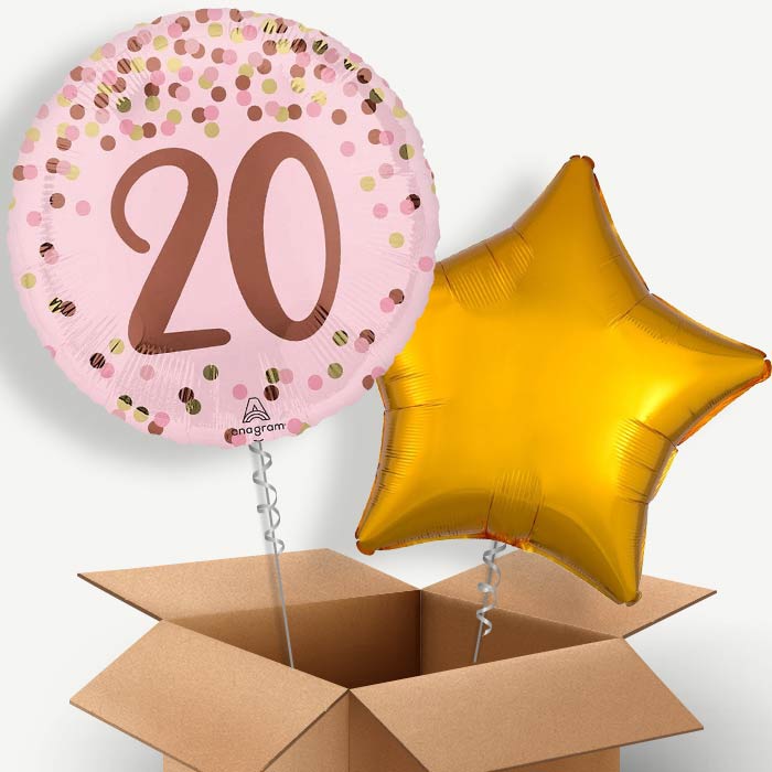 Pretty Pink 20th Birthday Helium Balloon Couple | Party Save Smile