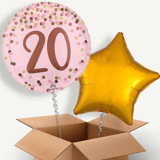 Pretty Pink 20th Birthday Helium Balloon Couple | Party Save Smile