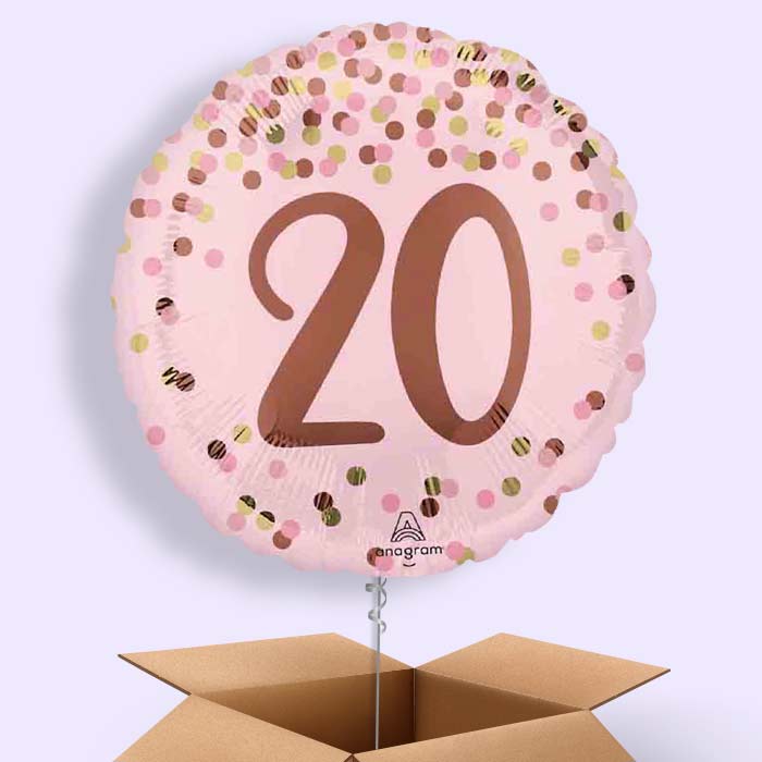 Pretty Pink 20th Birthday Helium Balloon in a Box - 1 Balloon | Party Save Smile