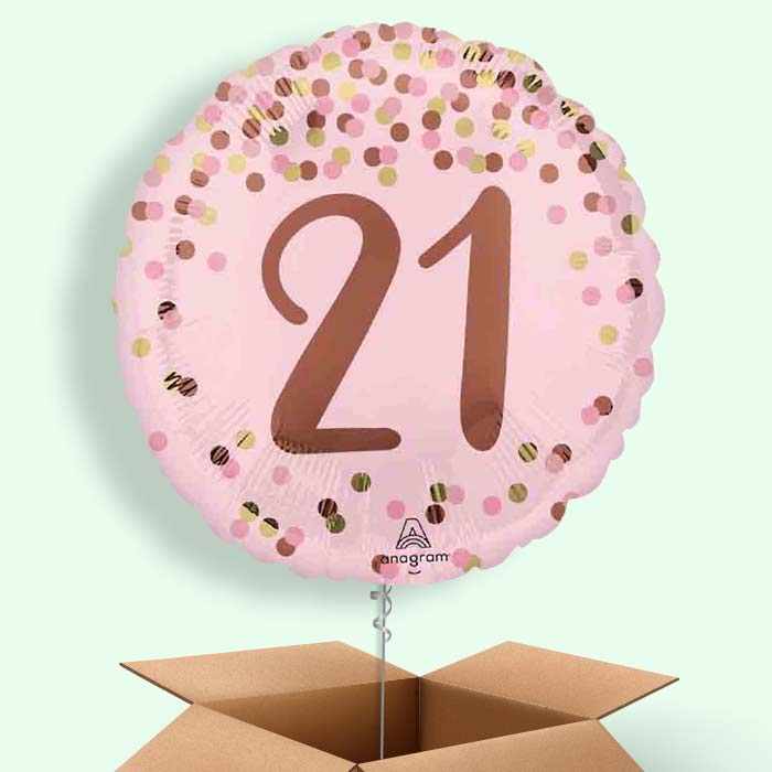 Pretty Pink 21st Birthday Helium Balloon in a Box - 1 Balloon | Party Save Smile