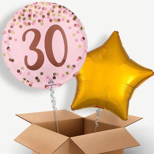 Pretty Pink 30th Birthday Helium Balloon Couple | Party Save Smile