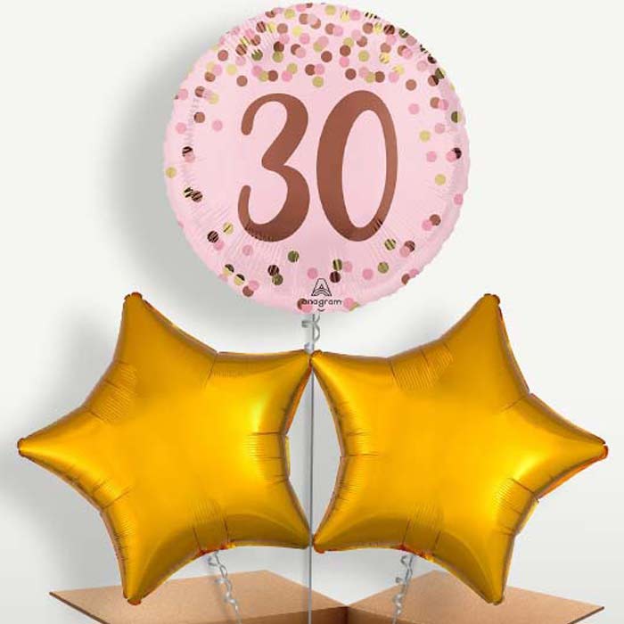 Pretty Pink 30th Birthday Trio Balloon Bunch | Party Save Smile