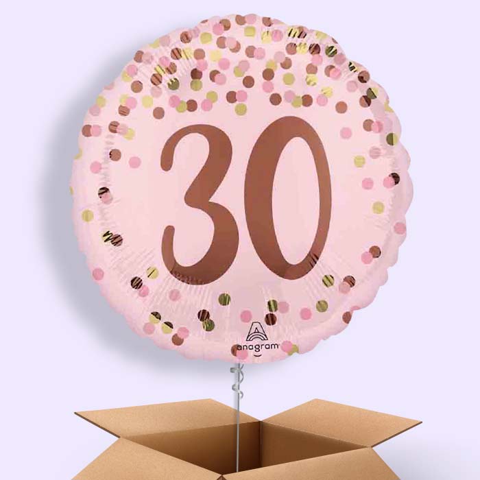 Pretty Pink 30th Birthday Helium Balloon in a Box - 1 Balloon | Party Save Smile