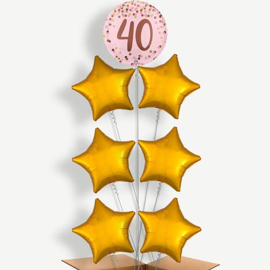 Pretty Pink 40th Birthday Helium Balloon Arrangement | Party Save Smile