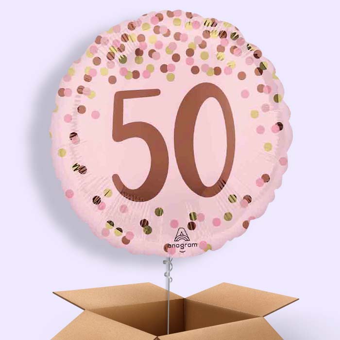 Pretty Pink 50th Birthday Helium Balloon in a Box - 1 Balloon | Party Save Smile