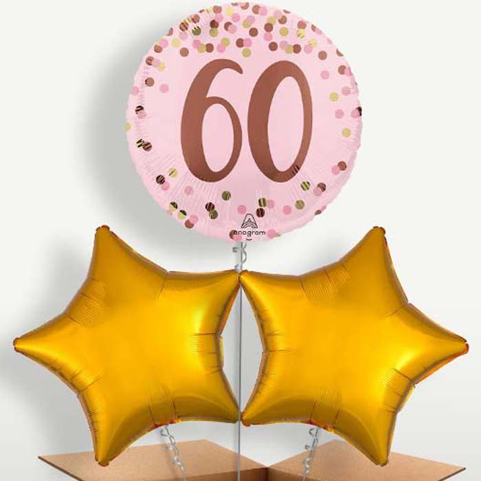 Pretty Pink 60th Birthday Trio Balloon Bunch | Party Save Smile
