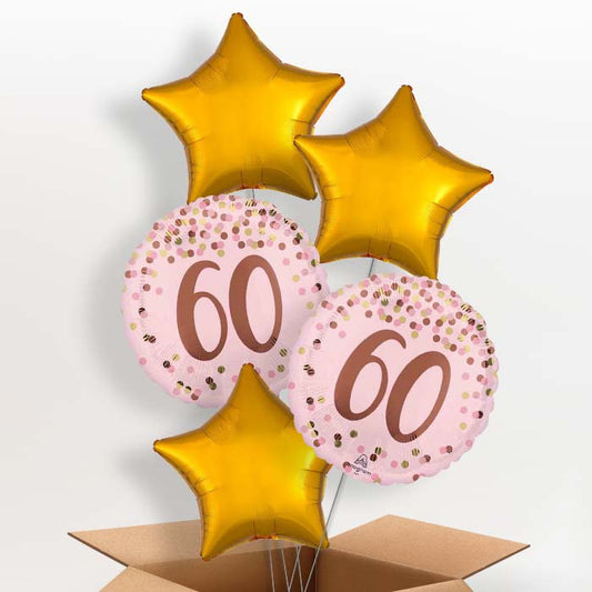 Pretty Pink 60th Birthday Helium Balloon in a Box - 5 Balloons | Party Save Smile