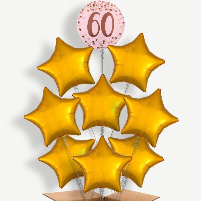Pretty Pink 60th Birthday Helium Balloon Bundle | Party Save Smile