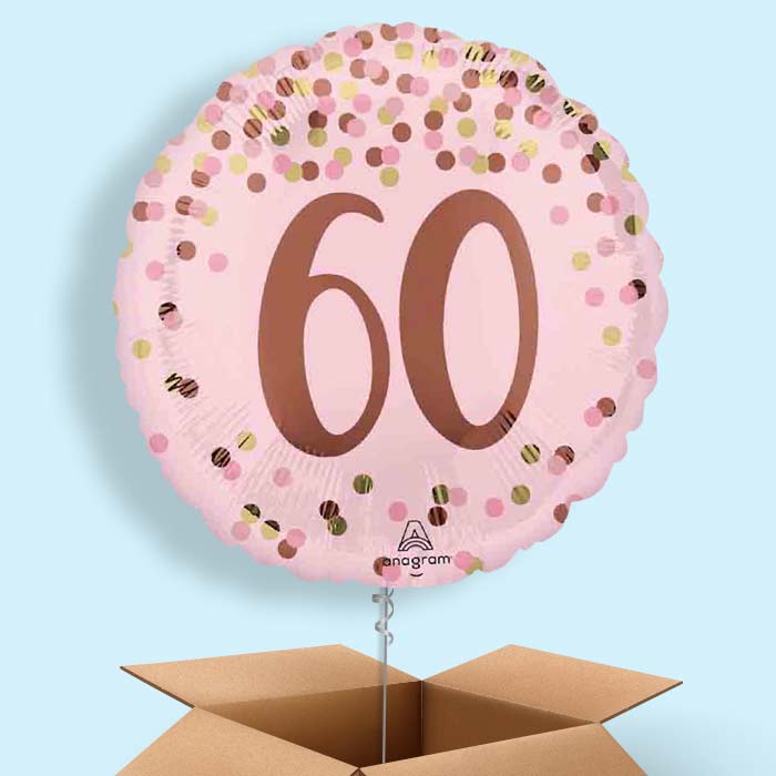 Pretty Pink 60th Birthday Helium Balloon in a Box - 1 Balloon | Party Save Smile