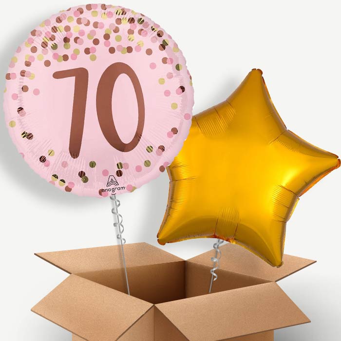 Pretty Pink 70th Birthday Helium Balloon Couple | Party Save Smile