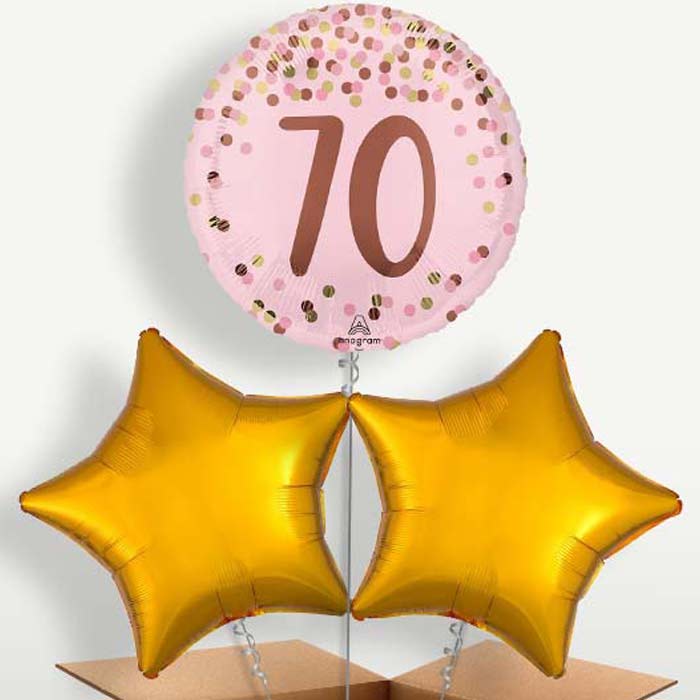 Pretty Pink 70th Birthday Trio Balloon Bunch | Party Save Smile