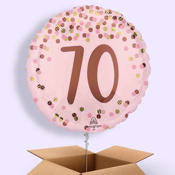 Pretty Pink 70th Birthday Helium Balloon in a Box - 1 Balloon | Party Save Smile