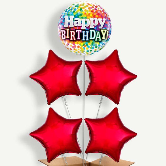 Colourful Confetti Happy Birthday Helium Cluster Balloons | Party Save Smile