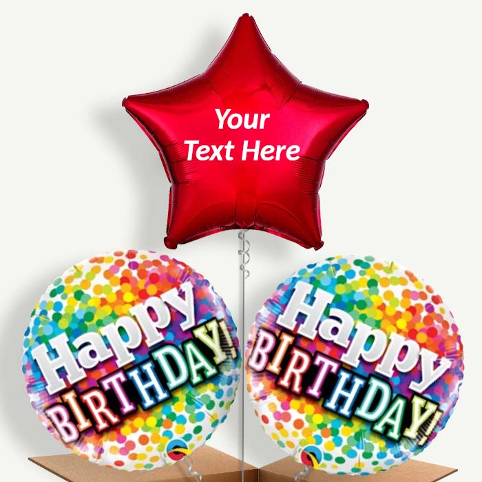 Personalisable Colourful Confetti Happy Birthday Helium Balloons | Party Save Smile