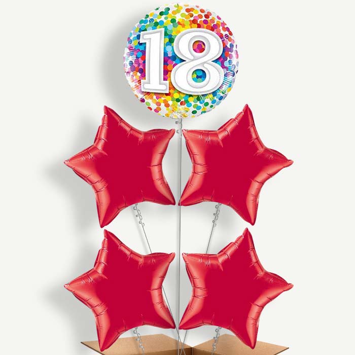 Multicoloured 18th Birthday Helium Cluster Balloons | Party Save Smile