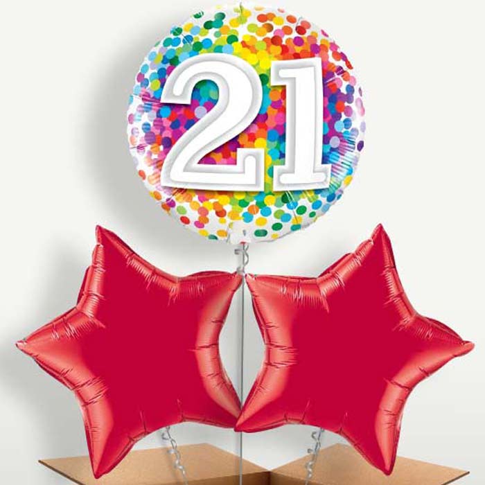 Multicoloured 21st Birthday Balloon Bunches | Party Save Smile