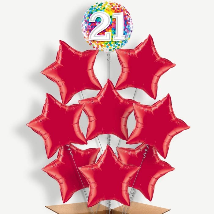 Multicoloured 21st Birthday Helium Balloon Bundle | Party Save Smile