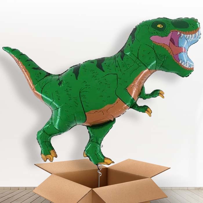 Giant Green T Rex Helium Balloon in a Box - Giant Balloon | Party Save Smile