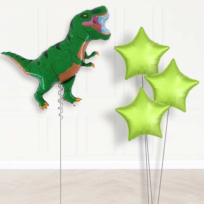Green T-Rex Dinosaur Balloon Displays - Plain Bouquet | Party Save Smile