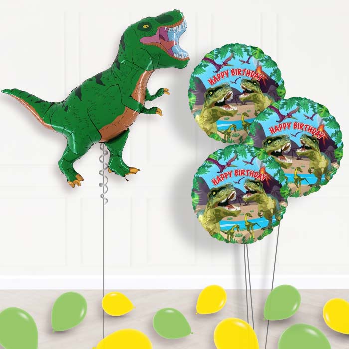 Green T-Rex Dinosaur Balloon Displays - Themed Bouquet and Latex | Party Save Smile