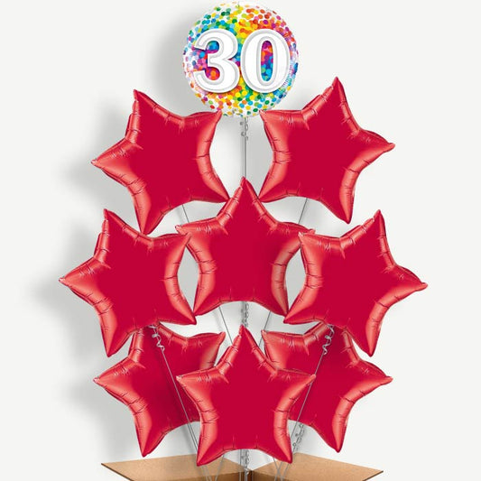 Multicoloured 30th Birthday Helium Balloon Bundle | Party Save Smile