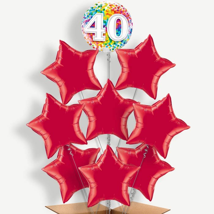 Multicoloured 40th Birthday Helium Balloon Bundle | Party Save Smile