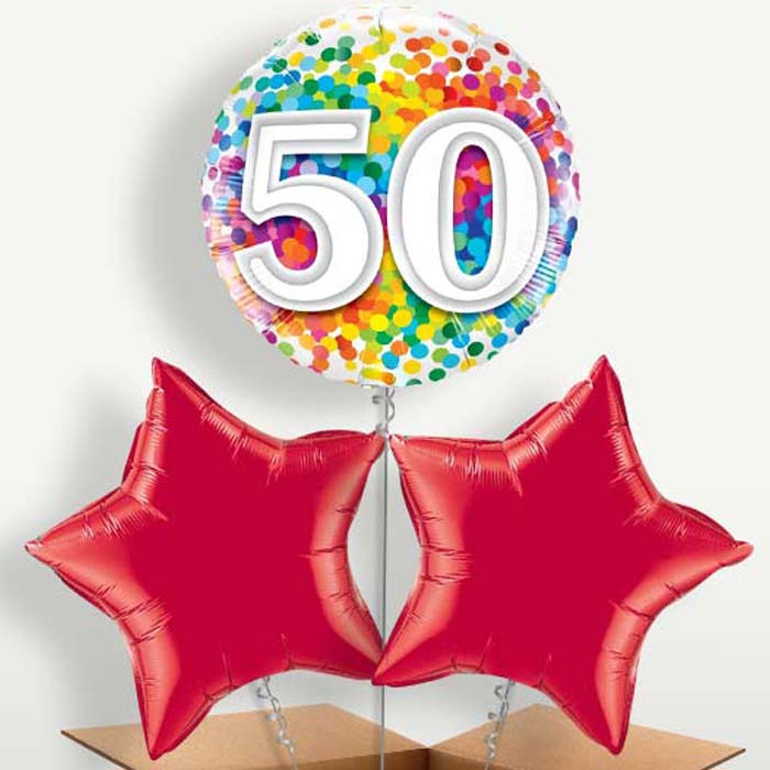 Colourful Confetti 50th Birthday Bunch of Balloons | Party Save Smile