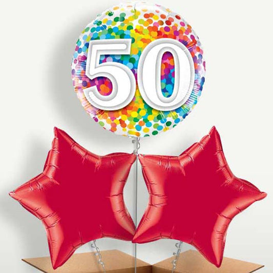 Colourful Confetti 50th Birthday Bunch of Balloons | Party Save Smile